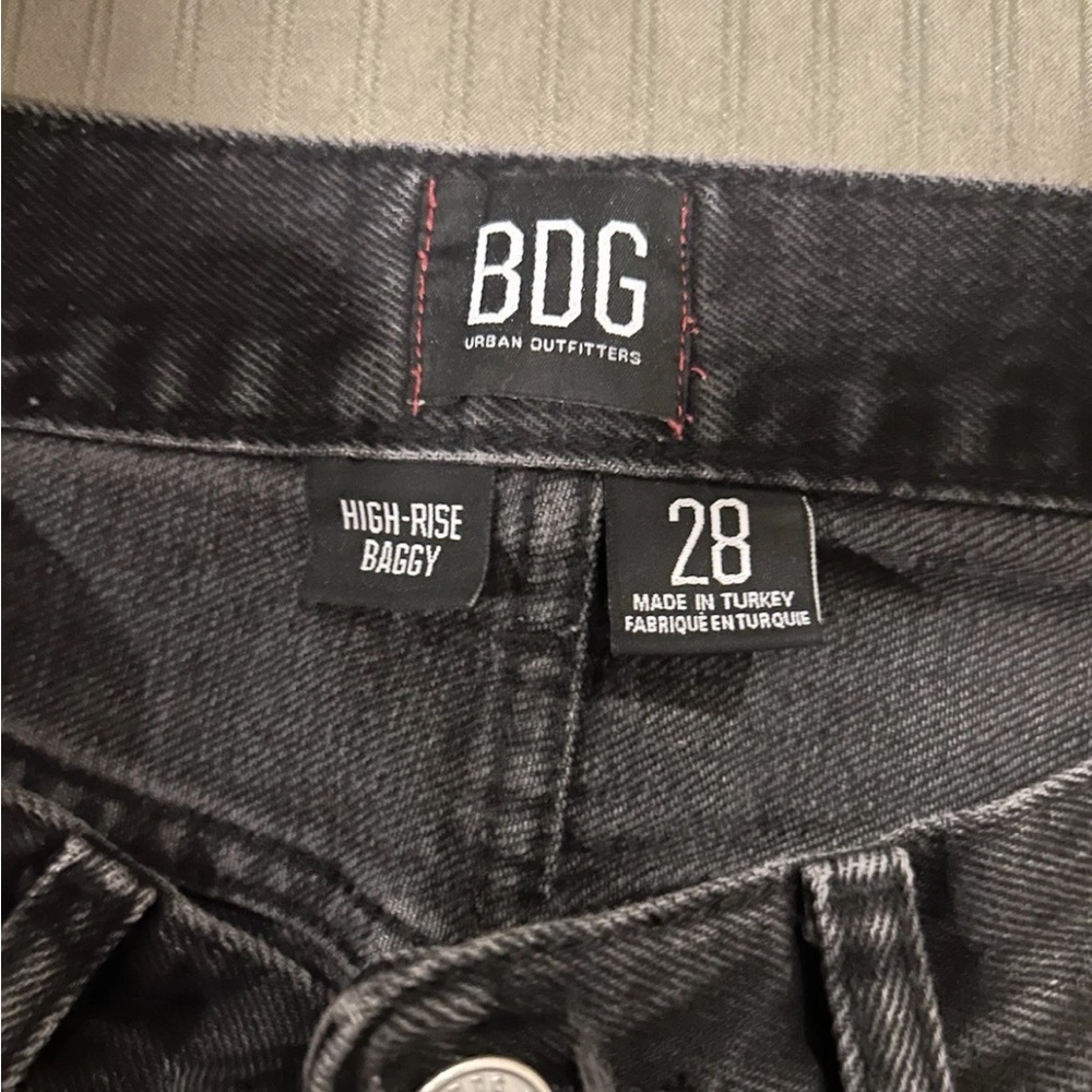 BDG Urban Outfitters Black High Rise Baggy Ripped Wide Leg Jeans Pre-Owned Sz.28 - Picture 6 of 8